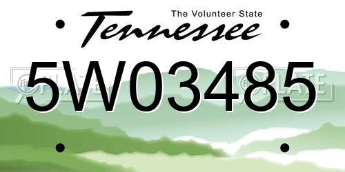 5W03485 Tennessee License Plate