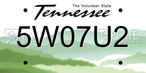 5W07U2 Tennessee License Plate