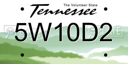 5W10D2 Tennessee License Plate