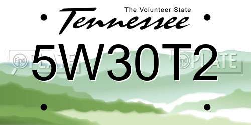 5W30T2 Tennessee License Plate