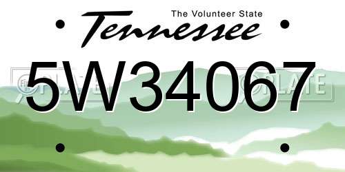 5W34067 Tennessee License Plate