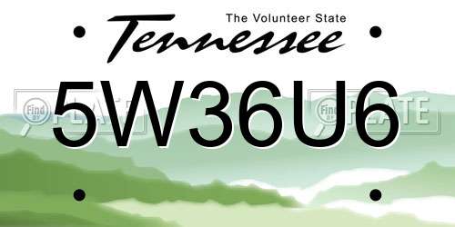 5W36U6 Tennessee License Plate