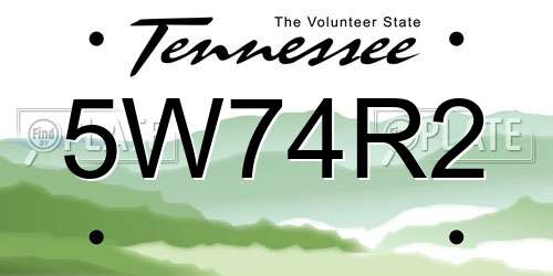 5W74R2 Tennessee License Plate