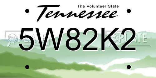 5W82K2 Tennessee License Plate