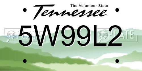 5W99L2 Tennessee License Plate