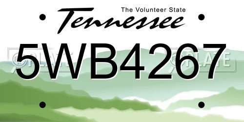 5WB4267 Tennessee License Plate