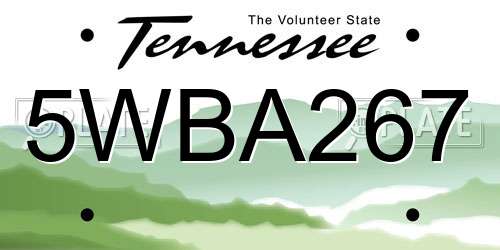 5WBA267 Tennessee License Plate