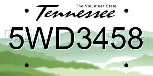 5WD3458 Tennessee License Plate
