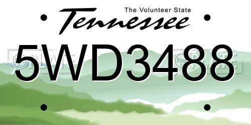 5WD3488 Tennessee License Plate