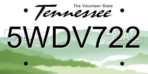 5WDV722 Tennessee License Plate