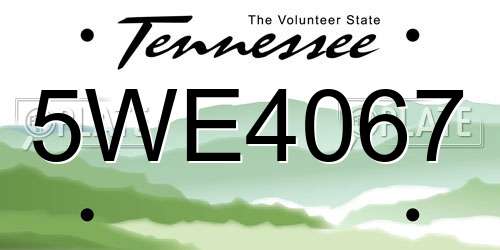 5WE4067 Tennessee License Plate
