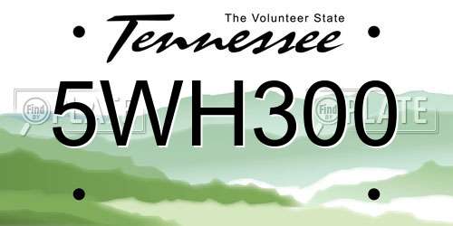 5WH300 Tennessee License Plate