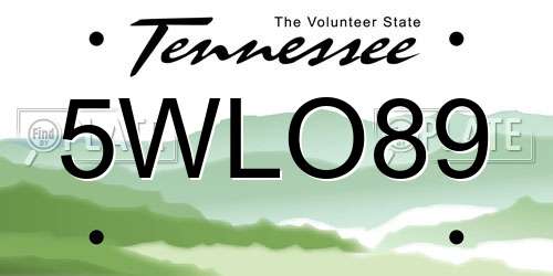 5WLO89 Tennessee License Plate