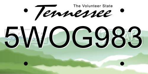5WOG983 Tennessee License Plate