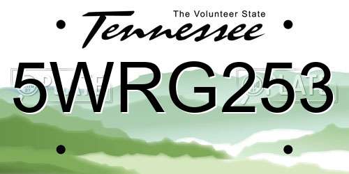 5WRG253 Tennessee License Plate