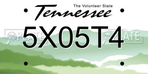 5X05T4 Tennessee License Plate
