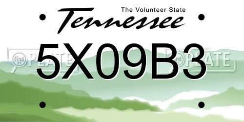 5X09B3 Tennessee License Plate