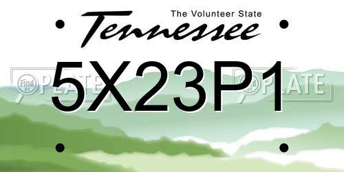 5X23P1 Tennessee License Plate
