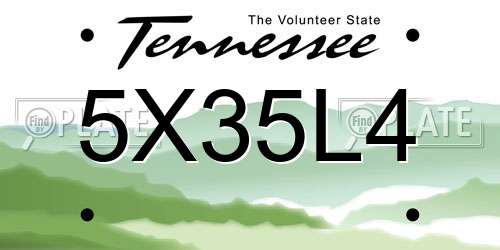 5X35L4 Tennessee License Plate