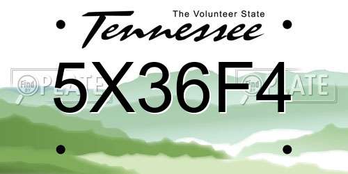 5X36F4 Tennessee License Plate