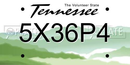 5X36P4 Tennessee License Plate