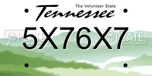 5X76X7 Tennessee License Plate
