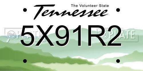 5X91R2 Tennessee License Plate
