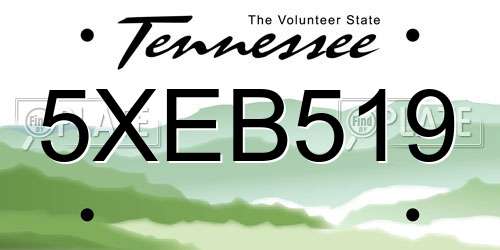 5XEB519 Tennessee License Plate