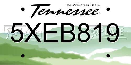 5XEB819 Tennessee License Plate