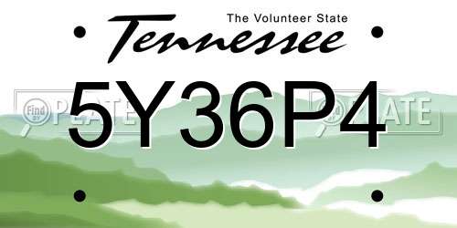 5Y36P4 Tennessee License Plate