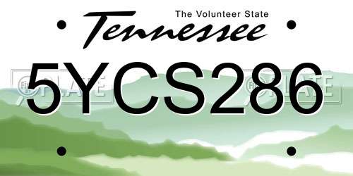 5YCS286 Tennessee License Plate