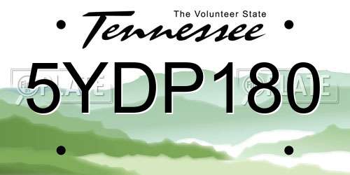 5YDP180 Tennessee License Plate