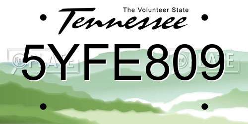 5YFE809 Tennessee License Plate