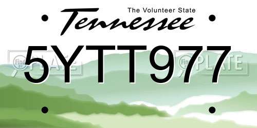5YTT977 Tennessee License Plate