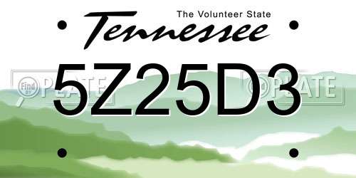 5Z25D3 Tennessee License Plate