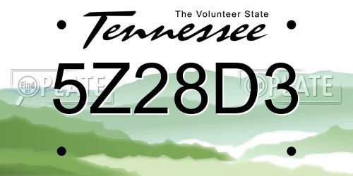 5Z28D3 Tennessee License Plate