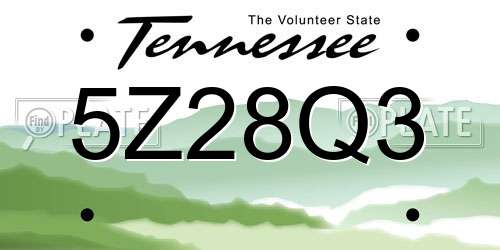 5Z28Q3 Tennessee License Plate