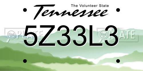 5Z33L3 Tennessee License Plate