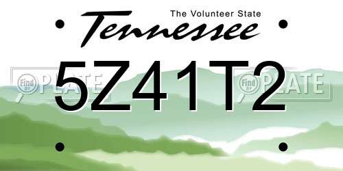 5Z41T2 Tennessee License Plate