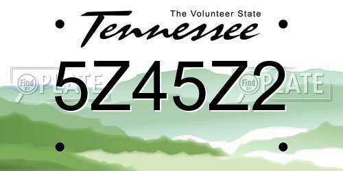 5Z45Z2 Tennessee License Plate