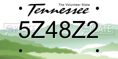 5Z48Z2 Tennessee License Plate