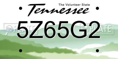 5Z65G2 Tennessee License Plate