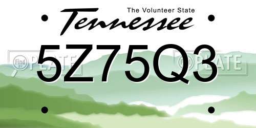5Z75Q3 Tennessee License Plate