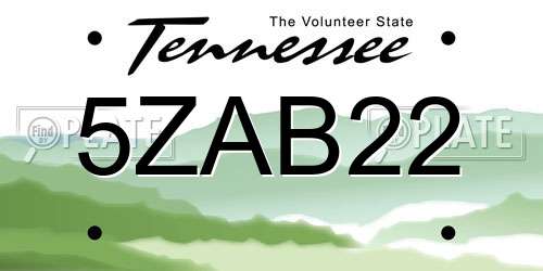 5ZAB22 Tennessee License Plate