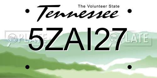 5ZAI27 Tennessee License Plate