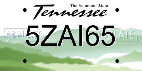 5ZAI65 Tennessee License Plate