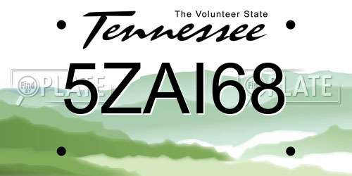 5ZAI68 Tennessee License Plate
