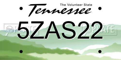 5ZAS22 Tennessee License Plate