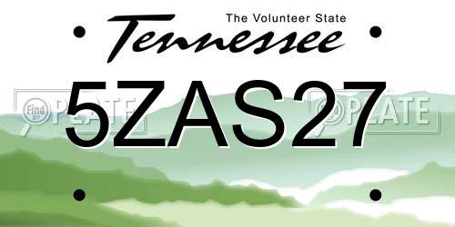 5ZAS27 Tennessee License Plate