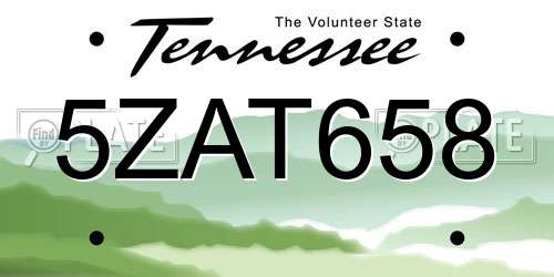 5ZAT658 Tennessee License Plate